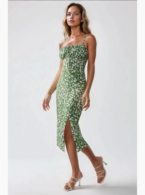 Abito midi bodycon con stampa floreale all-over e spacco hiccup - Kiabi Abito midi bodycon con stampa floreale all-over e spacco hiccup - Kiabi