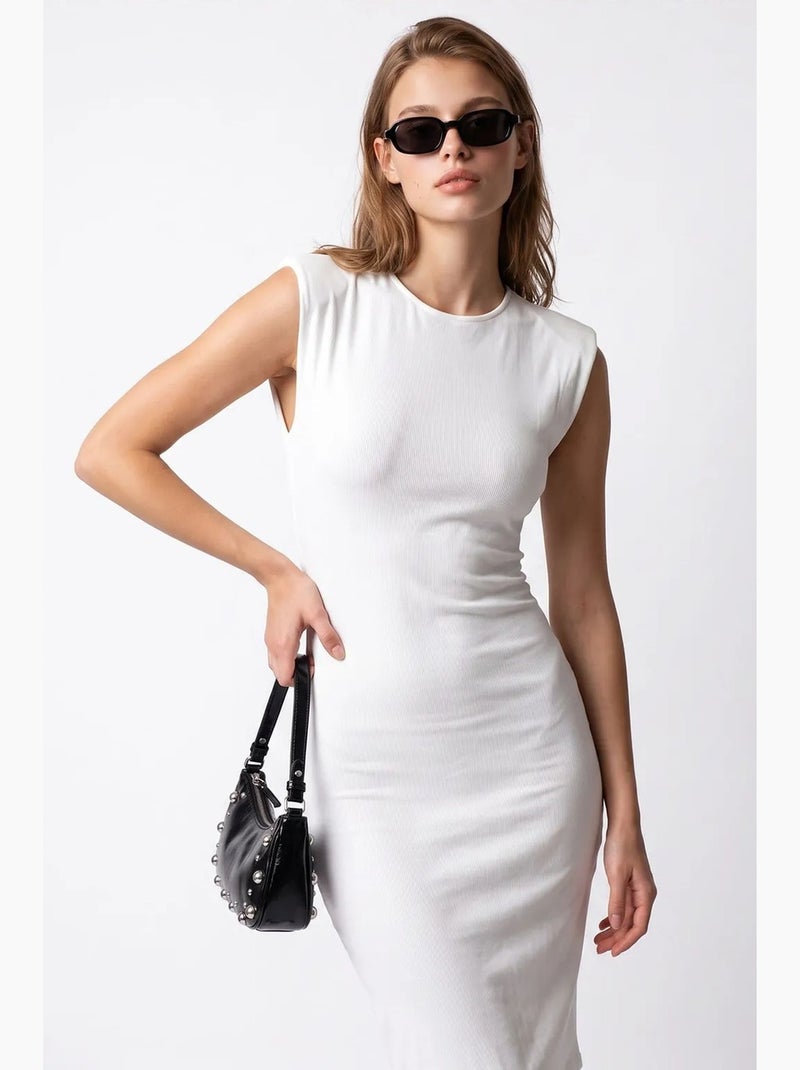 Abito midi bodycon senza maniche a coste mixray Bianco - Kiabi