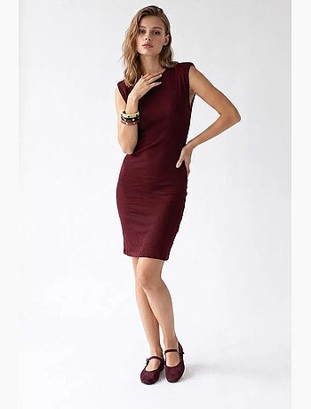 Abito midi bodycon senza maniche a coste mixray