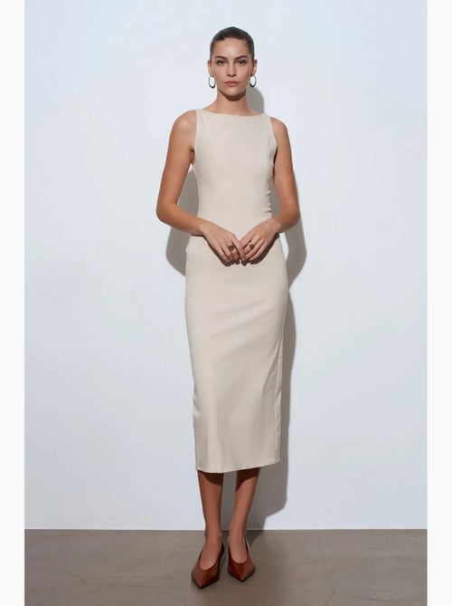 Abito midi bodycon senza maniche con spacco dilvin - Kiabi Abito midi bodycon senza maniche con spacco dilvin - Kiabi