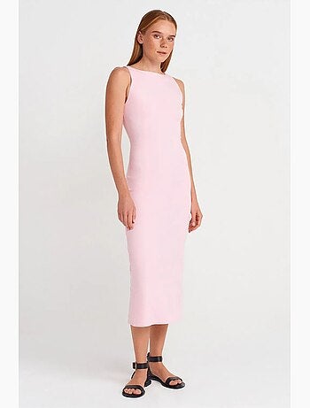 Abito midi bodycon senza maniche con spacco dilvin