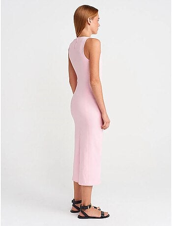 Abito midi bodycon senza maniche con spacco dilvin