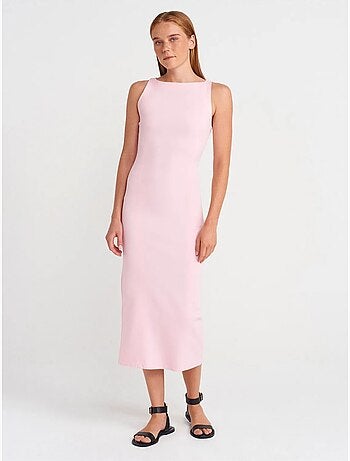 Abito midi bodycon senza maniche con spacco dilvin