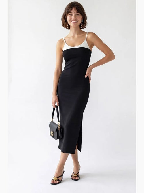 Abito midi bodycon senza maniche con spacco mixray - Kiabi Abito midi bodycon senza maniche con spacco mixray - Kiabi