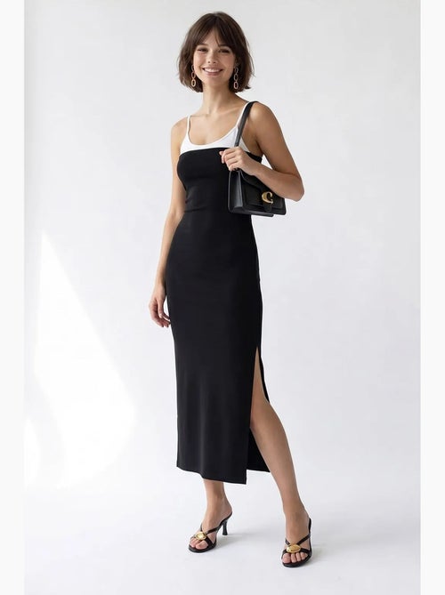 Abito midi bodycon senza maniche con spacco mixray - Kiabi Abito midi bodycon senza maniche con spacco mixray - Kiabi
