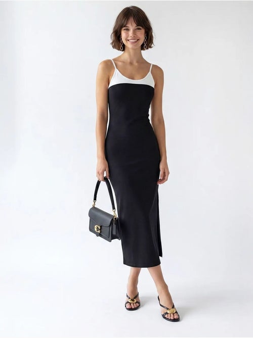 Abito midi bodycon senza maniche con spacco mixray - Kiabi Abito midi bodycon senza maniche con spacco mixray - Kiabi