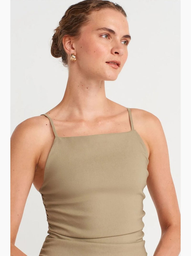 Abito midi bodycon senza maniche dilvin Cachi - Kiabi