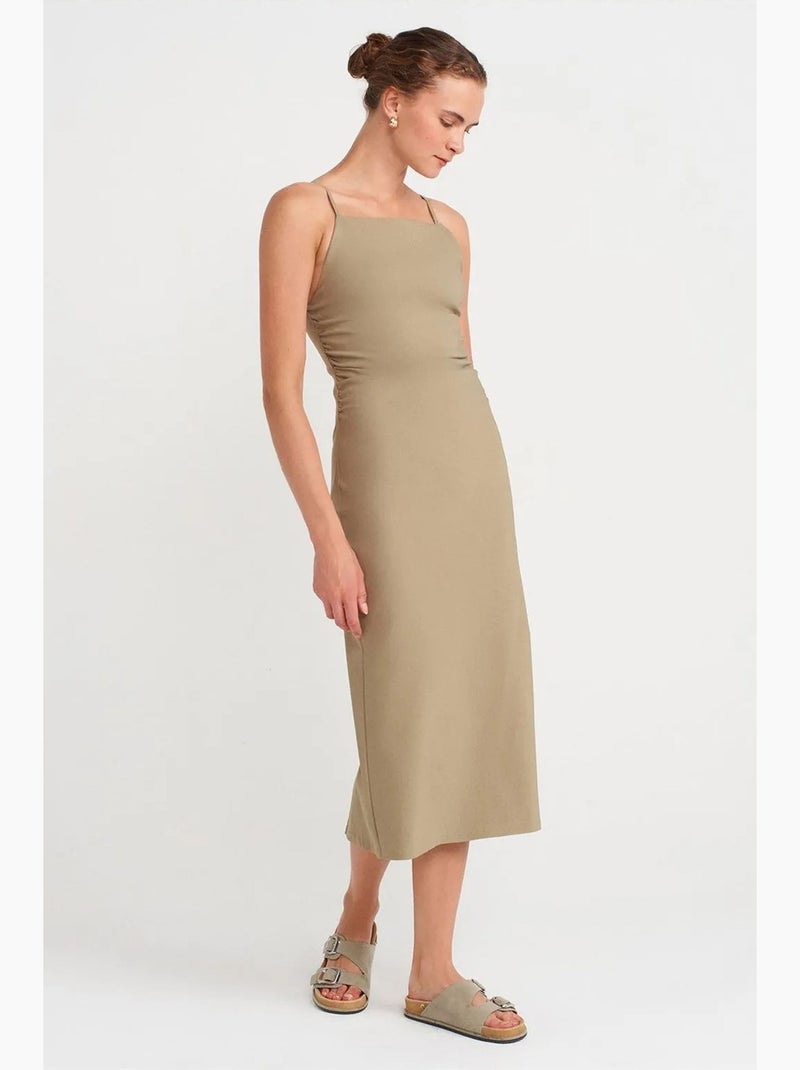 Abito midi bodycon senza maniche dilvin Cachi - Kiabi