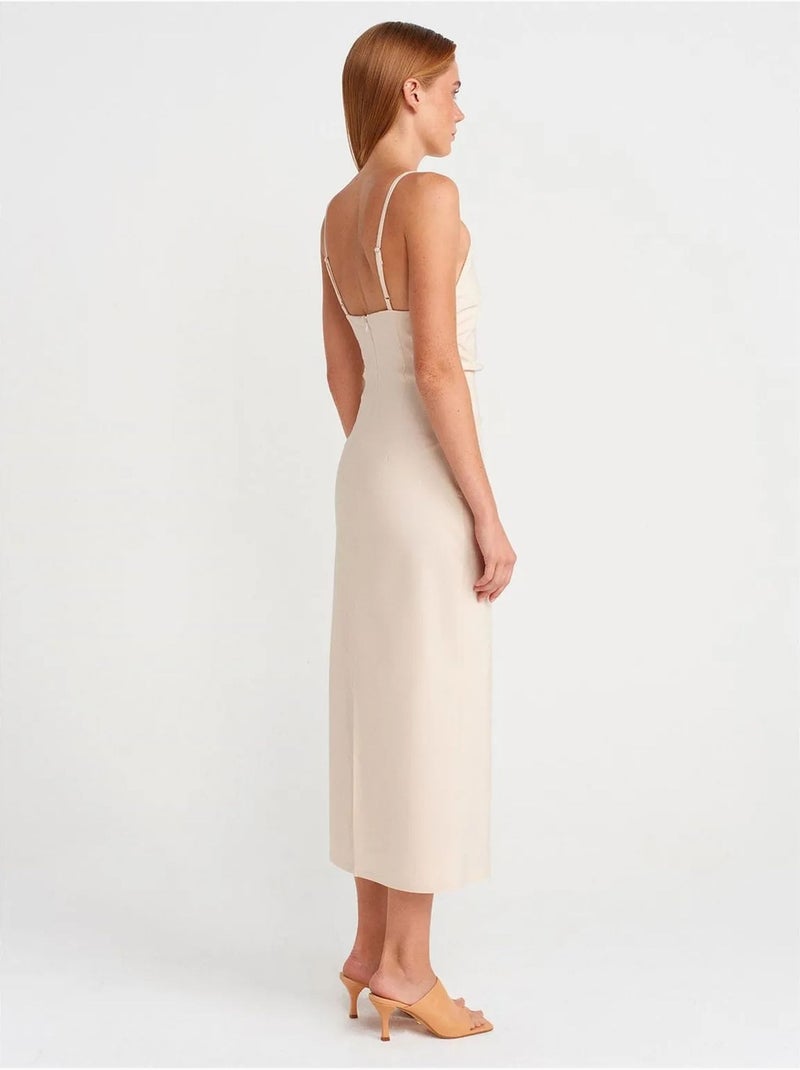 Abito midi bodycon senza maniche dilvin Crema - Kiabi