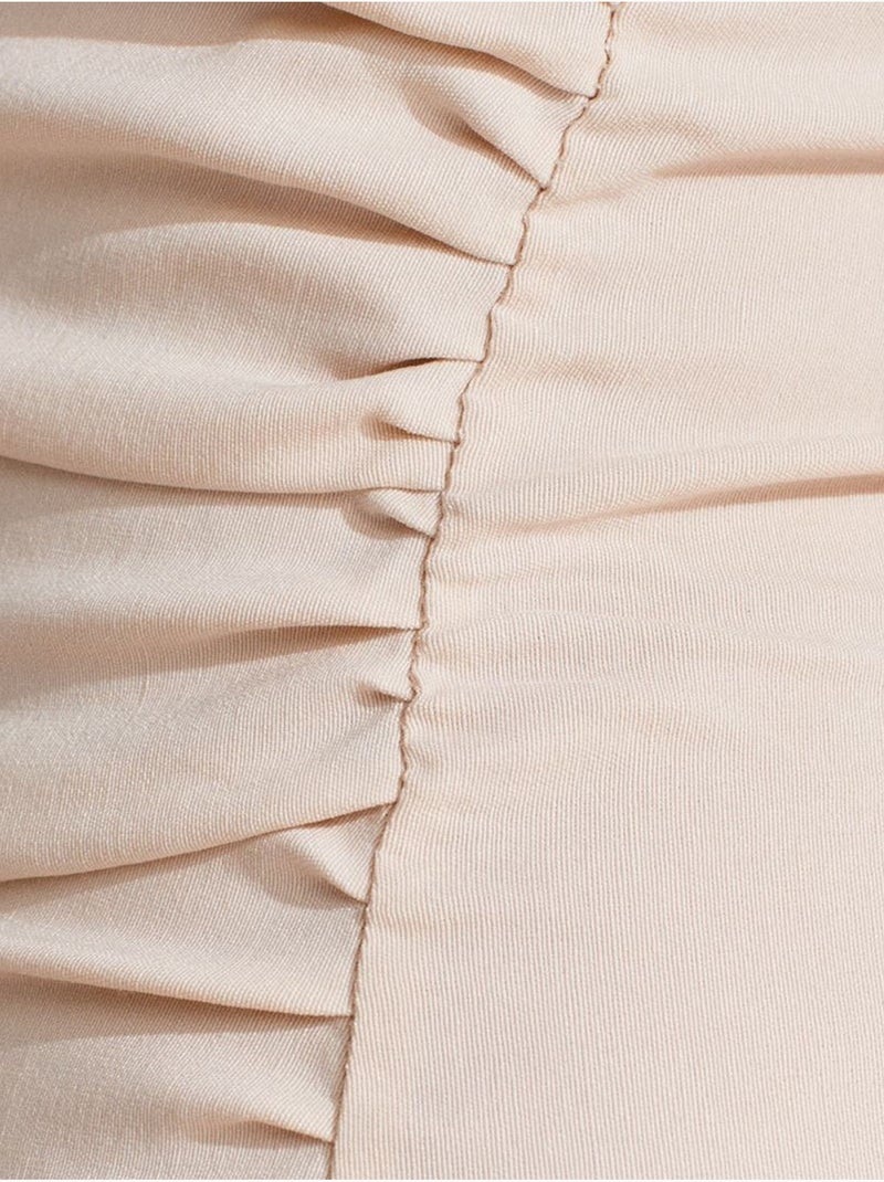 Abito midi bodycon senza spalline con spacco dilvin Beige argilla - Kiabi