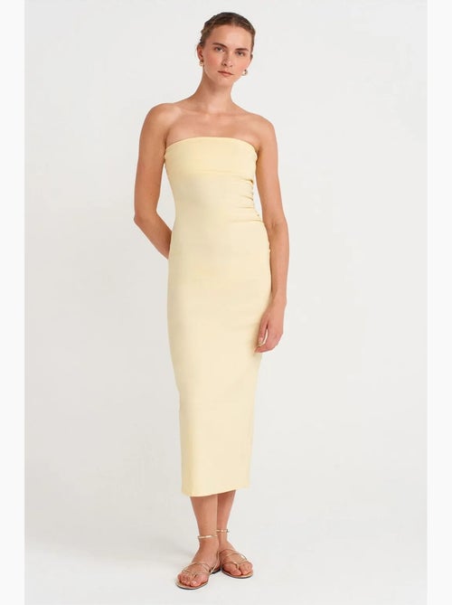 Abito midi bodycon senza spalline con spacco dilvin - Kiabi Abito midi bodycon senza spalline con spacco dilvin - Kiabi