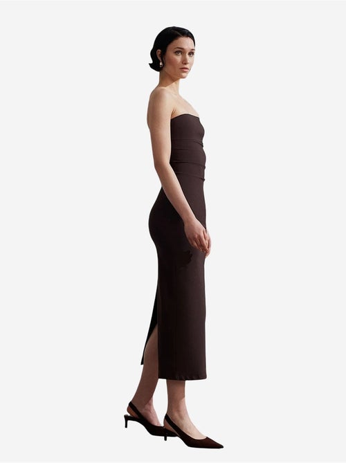 Abito midi bodycon senza spalline con spacco dilvin - Kiabi Abito midi bodycon senza spalline con spacco dilvin - Kiabi