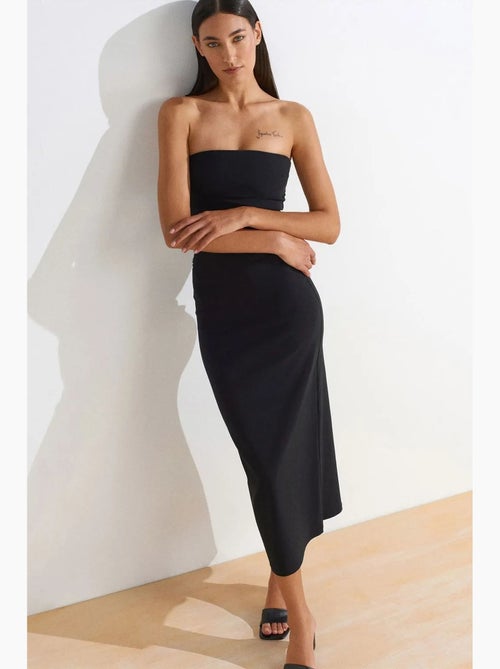 Abito midi bodycon senza spalline con spacco dilvin - Kiabi Abito midi bodycon senza spalline con spacco dilvin - Kiabi
