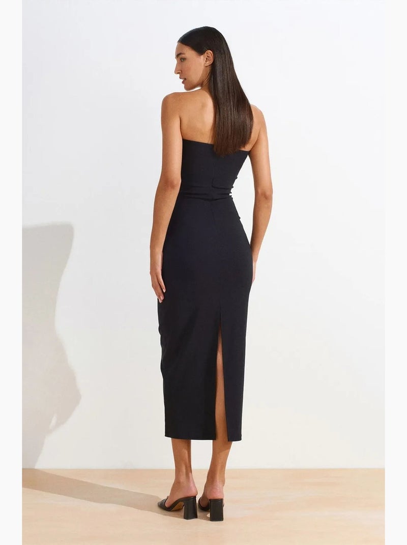 Abito midi bodycon senza spalline con spacco dilvin Nero - Kiabi