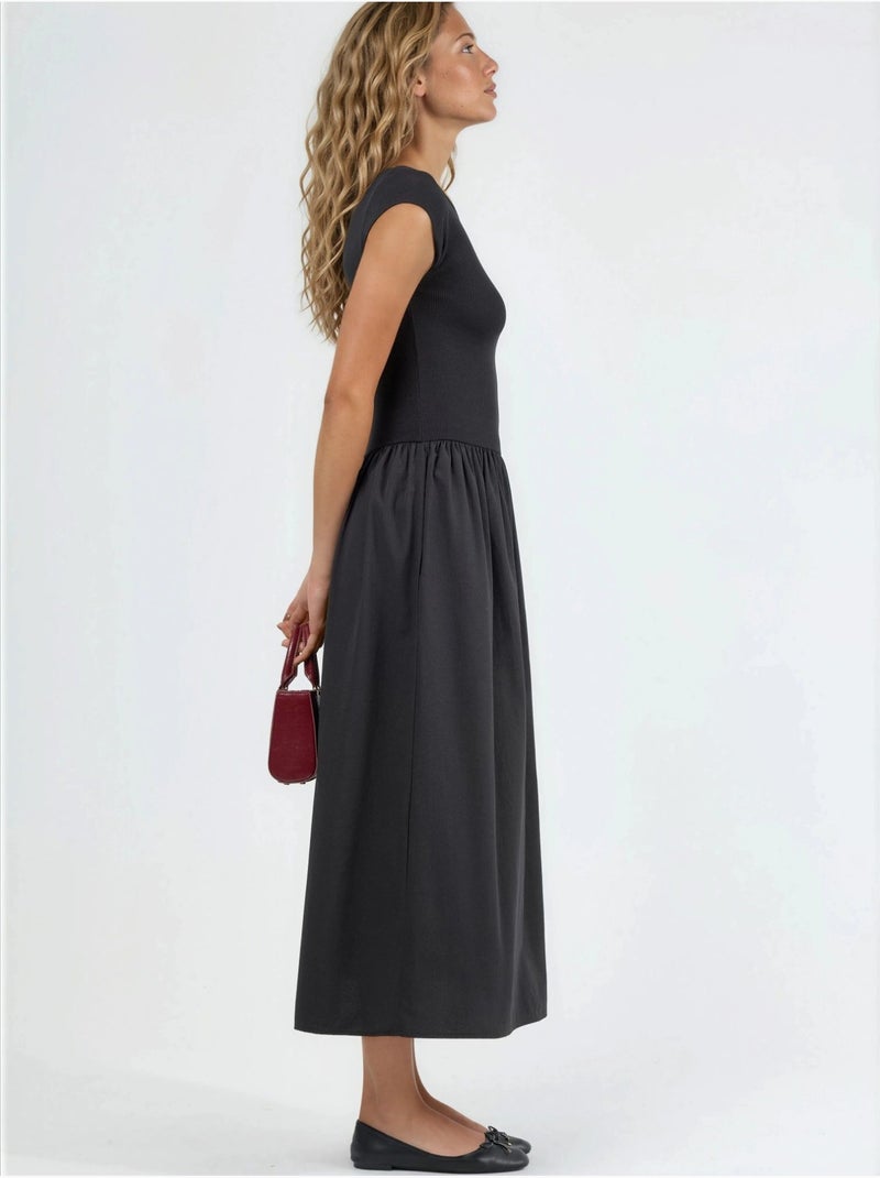Abito midi casual con scollo rotondo busem Nero - Kiabi