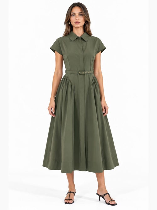 Abito midi con cintura e colletto a camicia busem - Kiabi Abito midi con cintura e colletto a camicia busem - Kiabi