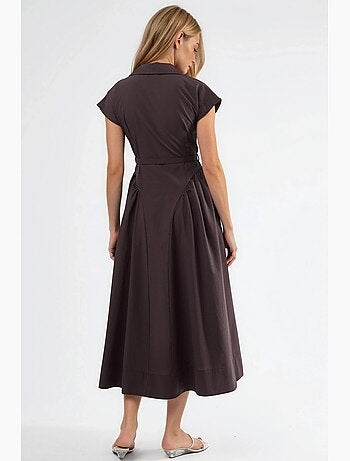 Abito midi con cintura e colletto a camicia busem