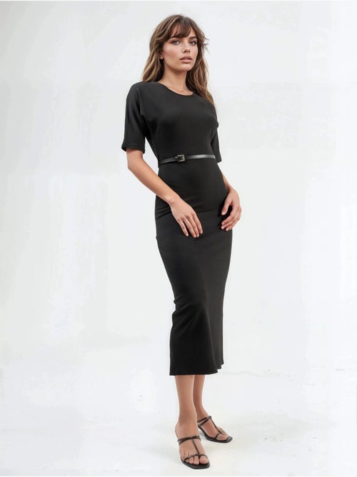 Abito midi con cintura e maniche corte busem - Kiabi Abito midi con cintura e maniche corte busem - Kiabi