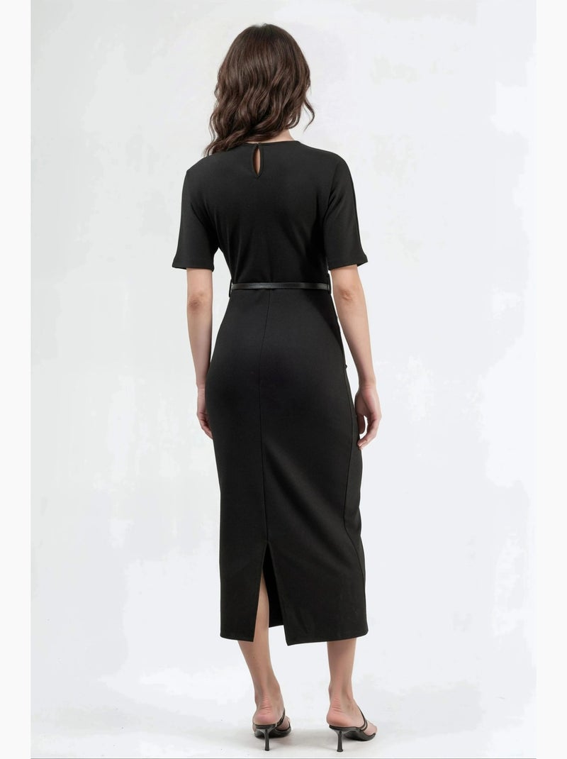 Abito midi con cintura e maniche corte busem Nero - Kiabi