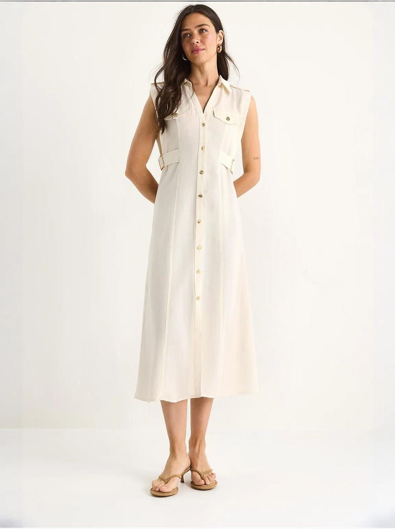 Abito midi con dettaglio cintura lucci Beige argilla - Kiabi