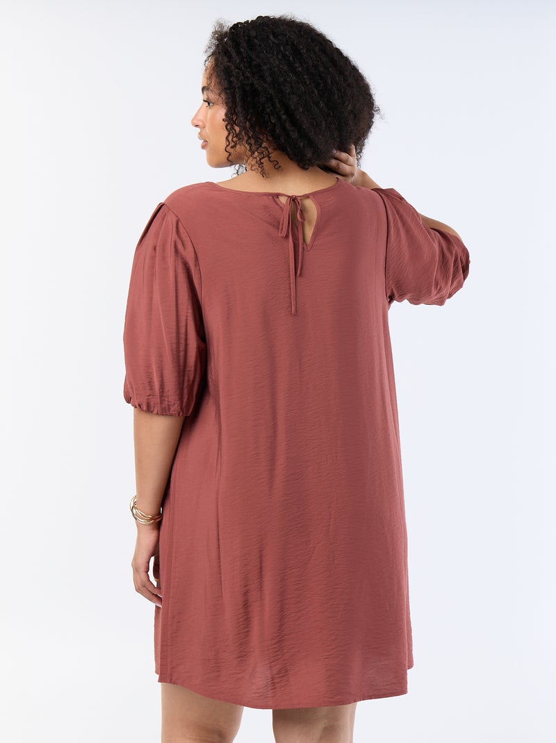 Abito midi con maniche a palloncino Marrone - Kiabi