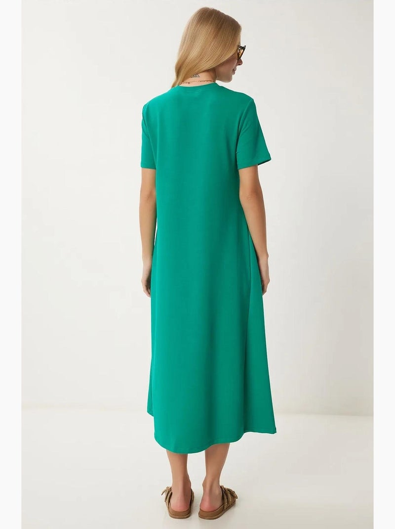 Abito midi con maniche corte e girocollo istanbul Verde - Kiabi