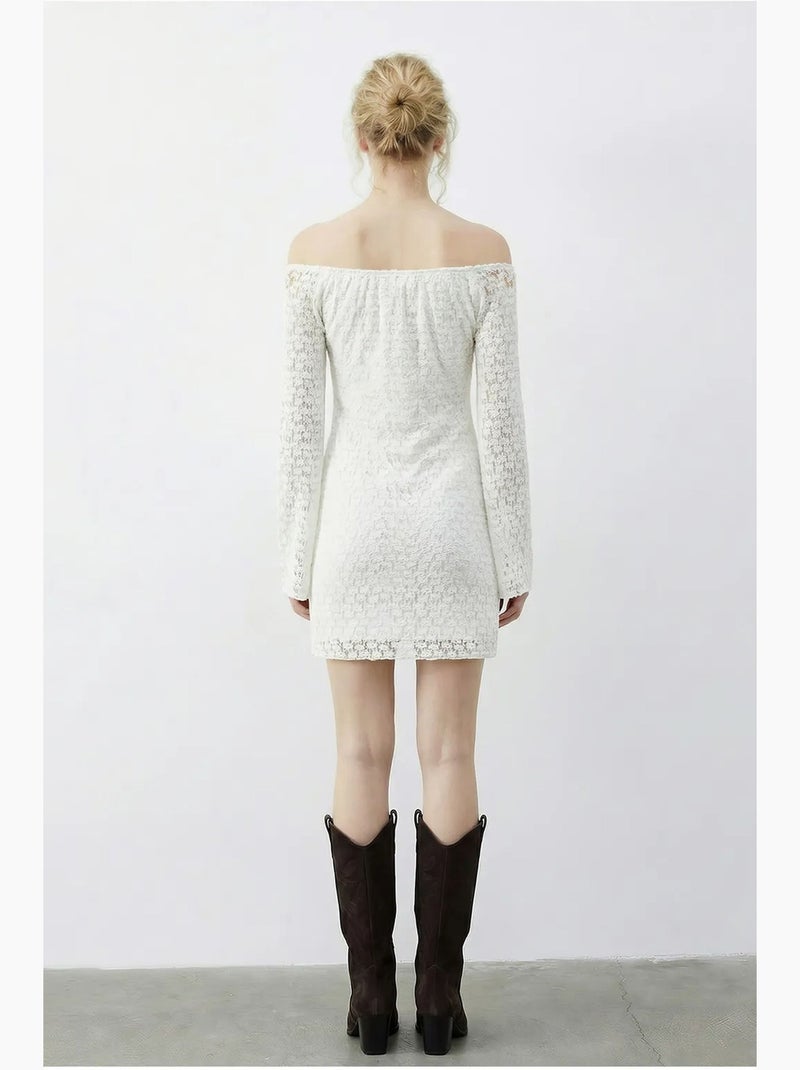 Abito midi con scollo a barca in pizzo lucci Bianco - Kiabi