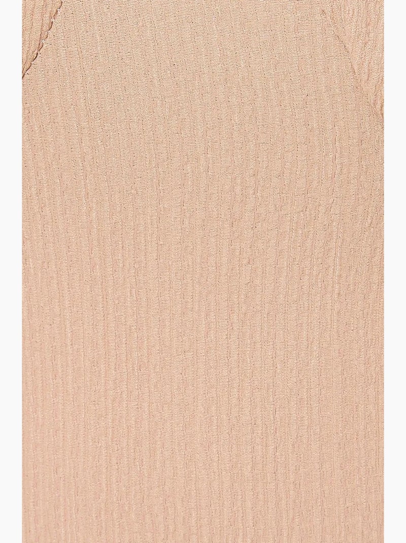 Abito midi con scollo a cuore e maniche a sbuffo con spacco laterale hiccup Beige naturale - Kiabi