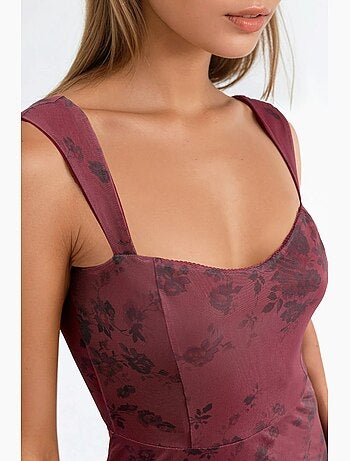 Abito midi con scollo a cuore e motivo floreale hiccup