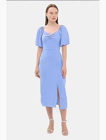 Abito midi con scollo a cuore e spacco laterale hiccup
