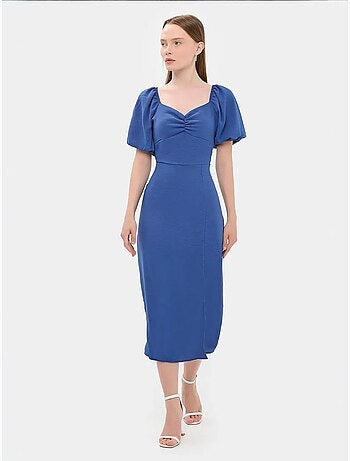 Abito midi con scollo a cuore e spacco laterale hiccup