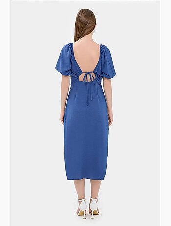 Abito midi con scollo a cuore e spacco laterale hiccup