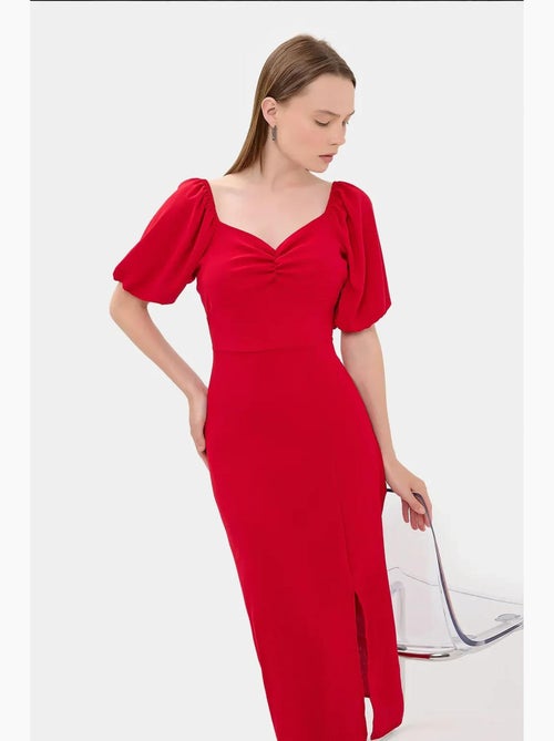 Abito midi con scollo a cuore e spacco laterale hiccup - Kiabi