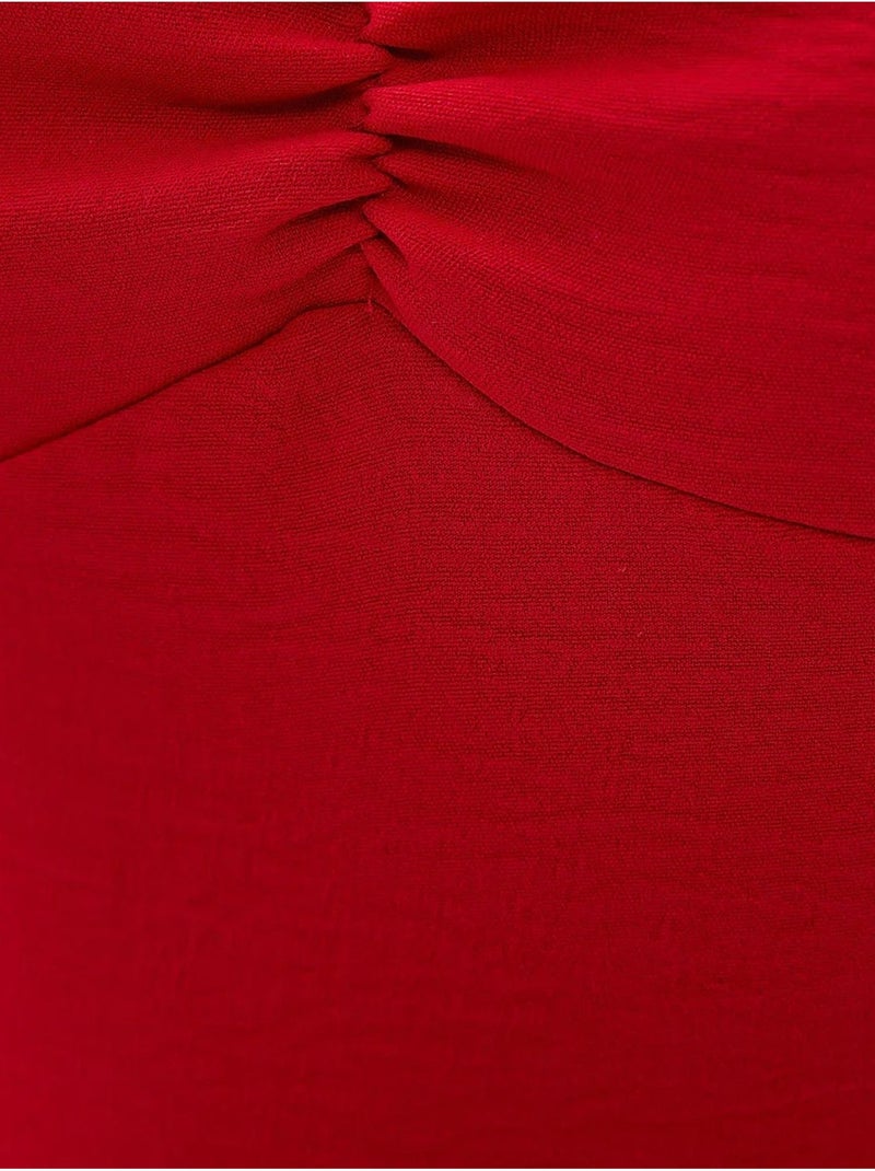 Abito midi con scollo a cuore e spacco laterale hiccup Rosso - Kiabi