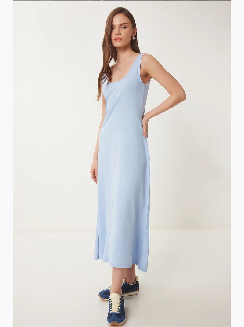 Abito midi con scollo a u istanbul Blu zaffiro - Kiabi