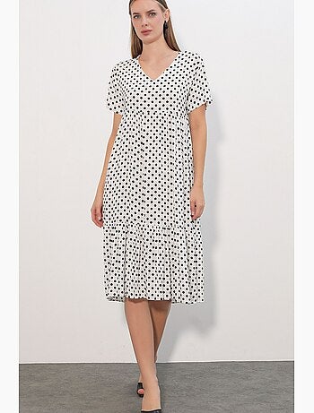 Abito midi con scollo a v a pois bdart