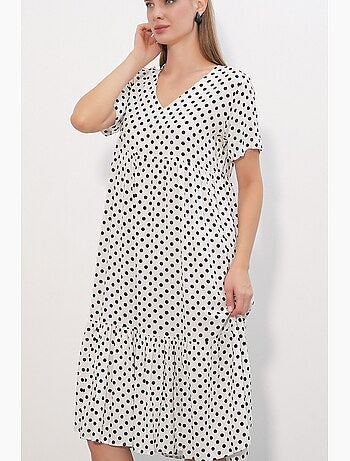 Abito midi con scollo a v a pois bdart