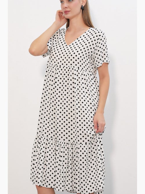 Abito midi con scollo a v a pois bdart - Kiabi Abito midi con scollo a v a pois bdart - Kiabi