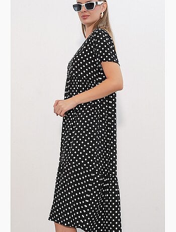 Abito midi con scollo a v a pois bdart