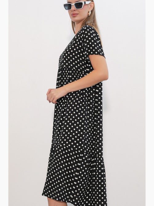 Abito midi con scollo a v a pois bdart - Kiabi Abito midi con scollo a v a pois bdart - Kiabi