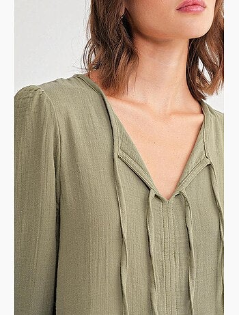 Abito midi con scollo a v e chiusura con laccetto mixray