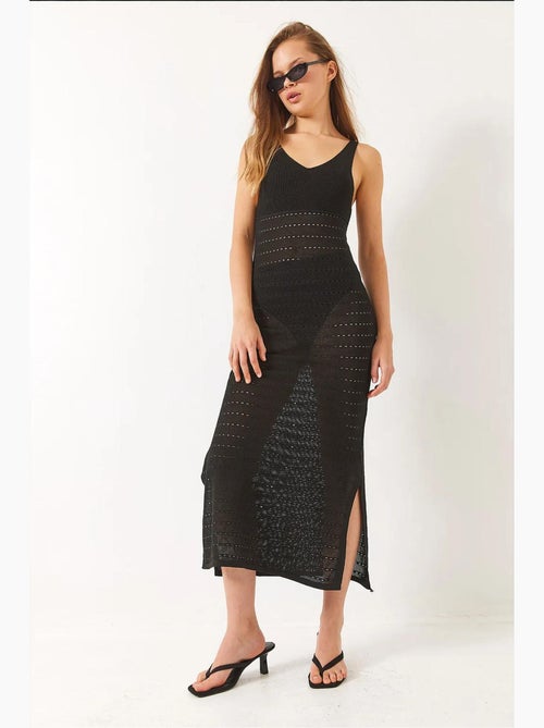 Abito midi con scollo a v e spacco lucci - Kiabi Abito midi con scollo a v e spacco lucci - Kiabi