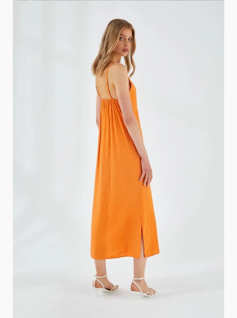 Abito midi con scollo a v e spacco mixray Arancione mandarino - Kiabi