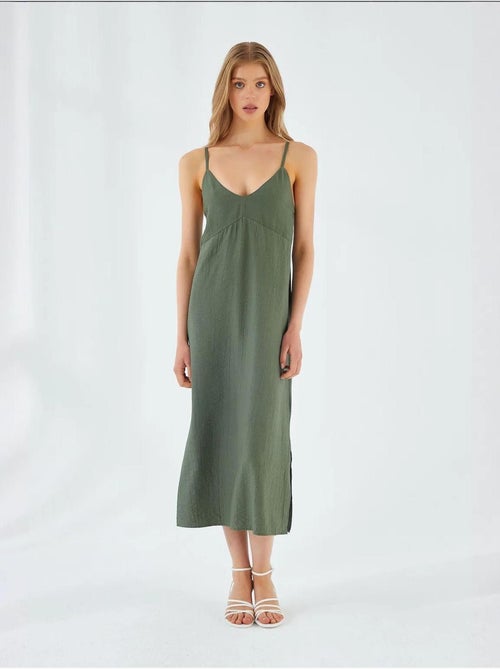 Abito midi con scollo a v e spacco mixray - Kiabi