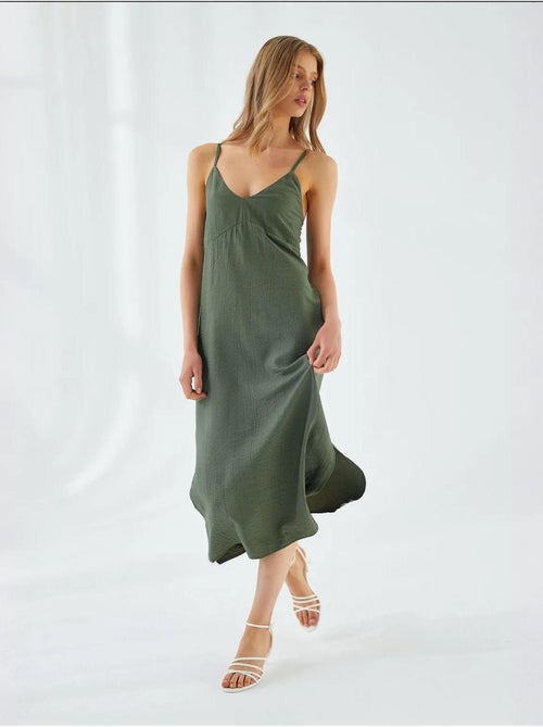 Abito midi con scollo a v e spacco mixray - Kiabi