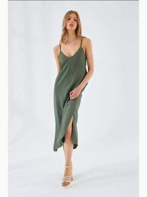 Abito midi con scollo a v e spacco mixray - Kiabi