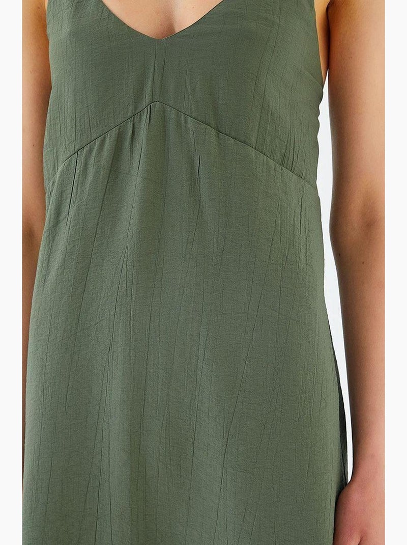 Abito midi con scollo a v e spacco mixray Verde scuro - Kiabi