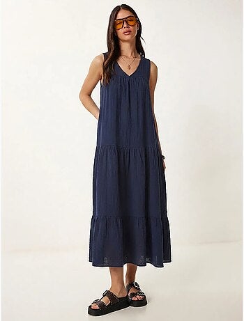 Abito midi con scollo a v e volant istanbul