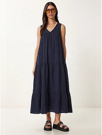 Abito midi con scollo a v e volant istanbul