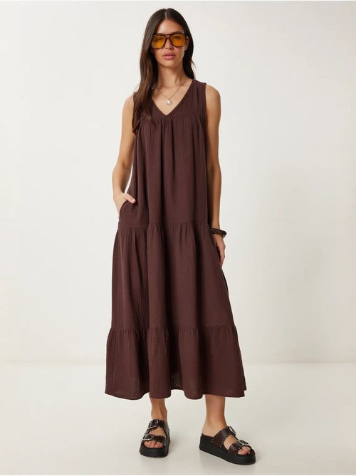 Abito midi con scollo a v e volant istanbul - Kiabi Abito midi con scollo a v e volant istanbul - Kiabi